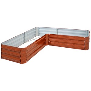 Sunnydaze Outdoor Galvanized Steel L-Shaped Raised Garden Bed for Plants, Vegetables, and Flowers - 59.5" - 1 of 4