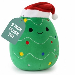 Christmas Tree Plush Toy, 8" Christmas Tree Plushie with Santa Hat Gift Toy, Cozy Holiday Plush Decor & Soft Stuffed Gifts for Kids, Girls, Boys - 1 of 4
