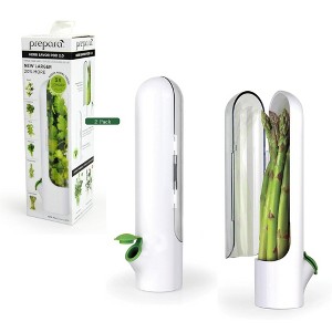 Prepara Herb Savor Pod 2.0 Herb Storage Container - Space Saving for Fridge Door Storage, Pouring Spout Keeps Fresh Herbs Fresh Up to 3 Weeks (2-Pack) - 1 of 4