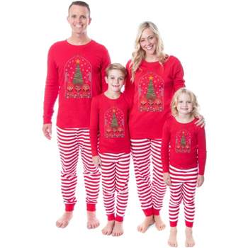 Harry Potter Christmas Sweater Golden Trio Tight Fit Family Pajama (Adult, XL) Red