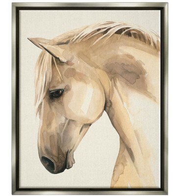Stupell Industries Country Horse Farm Animal Portrait Framed Floater Canvas Wall Art