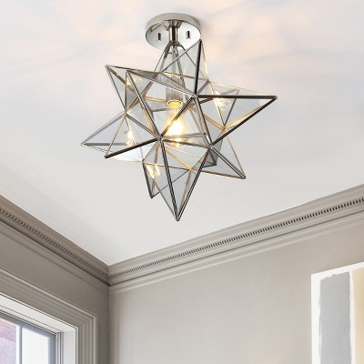 Abrielle 19" Brushed Nickel and Glass Star Flush Mount