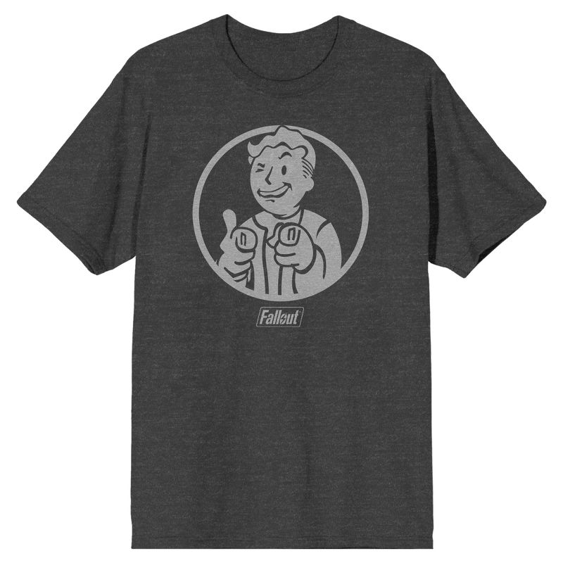 Fallout Vault Boy Thumbs Up Men's Charcoal Big & Tall T-shirt, 1 of 4