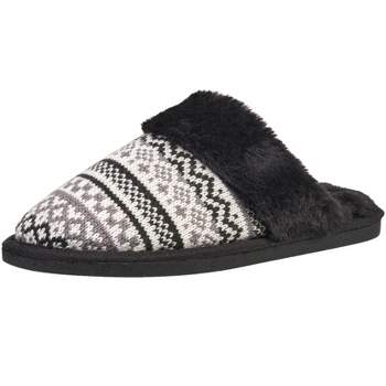 French Connection Women's Fairisle Scuff Slippers - Winter House Shoes For Women