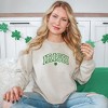 Simply Sage Market Women's Graphic Sweatshirt Embroidered Irish Varsity Clover St. Patrick's Day - Green Ink - 2 of 3