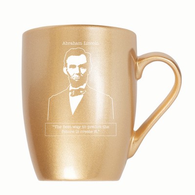 Elanze Designs The Best Way To Predict The Future Is Create It 10 ounce New Bone China Coffee Tea Cup Mug, Vegas Gold