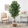 Nearly Natural 6-ft Ficus Artificial Tree with Natural Trunk in Handmade Natural Jute and Cotton Planter - 3 of 3