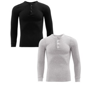 Fruit of the Loom Mens Waffle Henley Top 2-Pack, S-5XL - 1 of 2