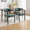 Modern Dining Room Chairs Set of 2, Upholstery Side Arm Chairs with Black Metal Legs for Kitchen, Dining Room, or Living Areas-Panipeachy - 2 of 4