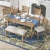 Farmhouse Kitchen Dining Table Set for 6, Wood Rectangle Table and 4 Upholstered Chairs & Bench - 2 of 4