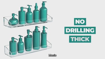 Transparent Acrylic Wall Mounted Bathroom Shelves, 2-Pack