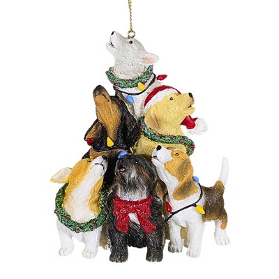 Roman 4.5 Inch Howling Dog Ornament Singing Pups Tree Ornaments