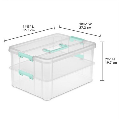 Clear Stackable Plastic 2-Tier Lidded Storage Box