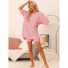 cheibear Women's Knit Loose Fit T-Shirt with Biker Shorts Lounge Sleepwear Pajama Sets - 2 of 4