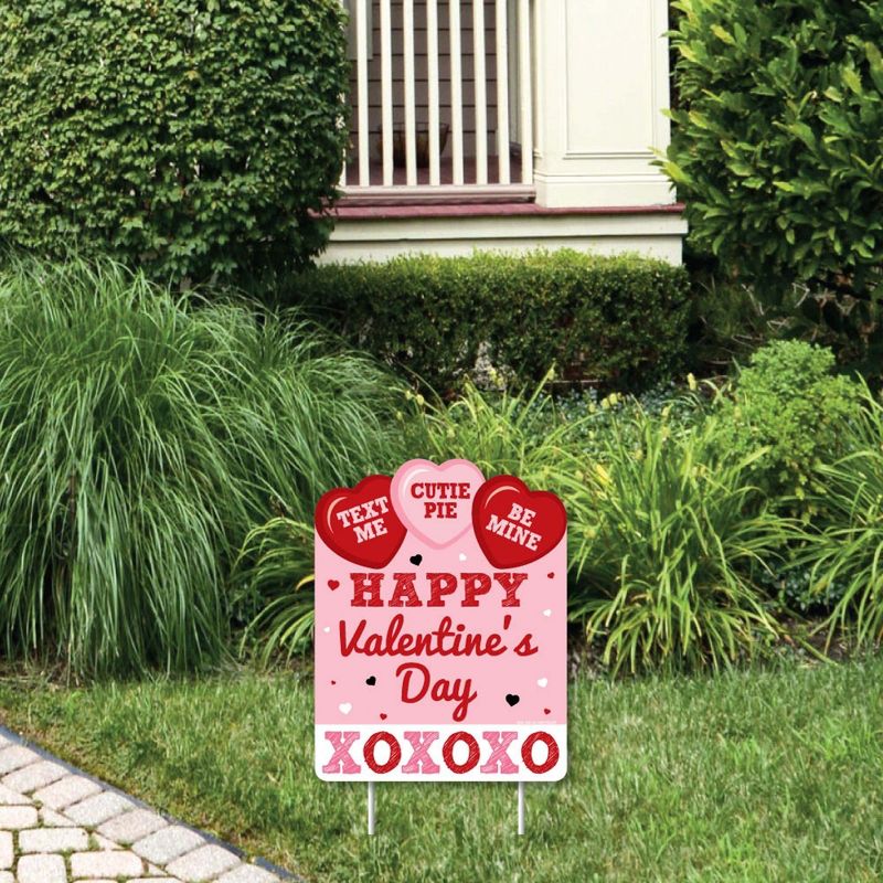 Big Dot of Happiness Conversation Hearts - Outdoor Lawn Sign - Valentine's Day Party Yard Sign - 1 Piece, 1 of 8