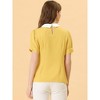 INSPIRE CHIC Women's Vintage Peter Pan Collar Contrast Puff Short Sleeve Blouse - 4 of 4