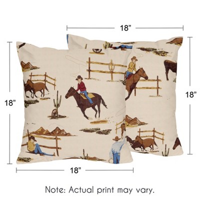 Wild West Cowboy Multicolor Brushed Microfiber Throw Pillow Set