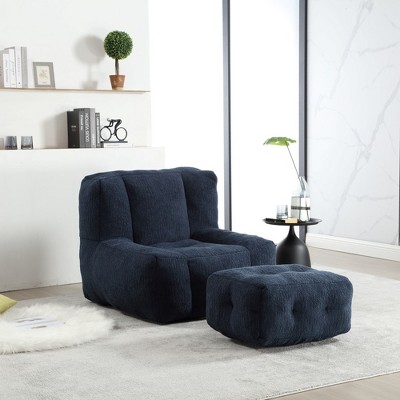 LOVMOR 19.3"Fluffy bean bag chair, comfortable bean bag for adults and children, super soft lazy sofa chair ,Black