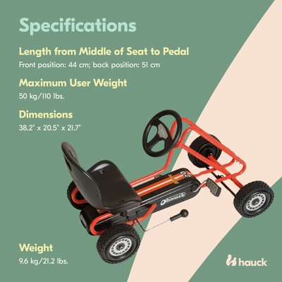 Orange Ergonomic Pedal Go Kart with Hand Brake