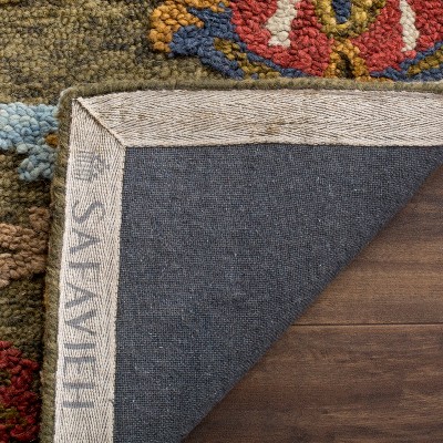 Handmade Blossom Fiorello Tufted Wool Pouf - Green/Multi