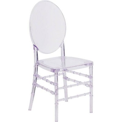 Flash Elegance Stacking Florence Chair with Elongated Oval Back Clear - Riverstone Furniture Collection