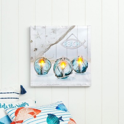 Lighted Nautical Ocean Scene Canvas Wall Art
