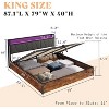 AMERLIFE Lift Up Bed Frame with Linen Upholstered & LED Light & Storage Headboard - 2 of 3
