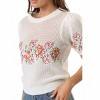 Women's Susan Puff Sleeve Floral Embroidered Crochet Top - lalavon - 4 of 4