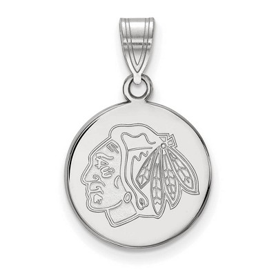 Black Bow Jewelry 14k White Gold Chicago Blackhawks NHL Medium Pendant