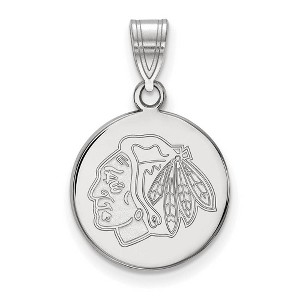 Black Bow Jewelry 14k White Gold Chicago Blackhawks NHL Medium Pendant - 1 of 3