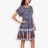 Anna-Kaci Women's Bohemian Floral Print Short Sleeve Swing Fashion Dress With Crew Neckline - 3 of 4