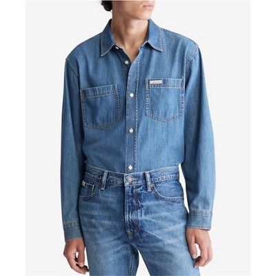 Calvin Klein Mens Denim Button Up Shirt