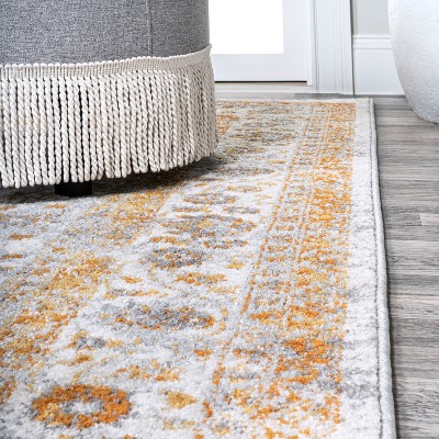 Indhira Orange and Cream Medallion 8' x 10' Synthetic Rug