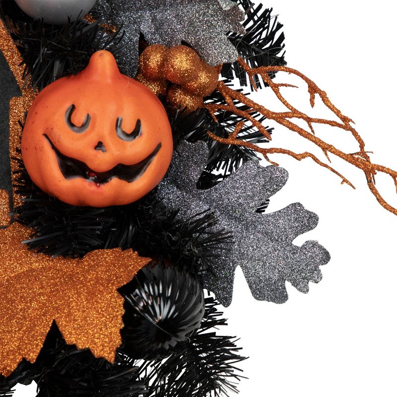 Northlight Orange and Black Haunted House Halloween Wreath, 24-Inch, Unlit, 3 of 5