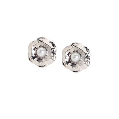 Women's Rose Stud Earrings - Chalice Silver