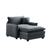 Corduroy Single Sofa with Footstool and Pillow, Deep Seat Lounge Chair for Living Room, Bedroom, Club - 4 of 4