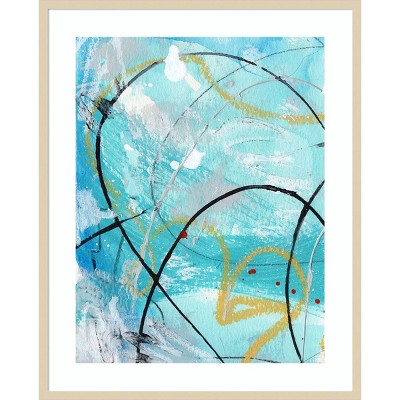 Whirlwind I 33"x41" Blue and Gold Abstract Framed Print