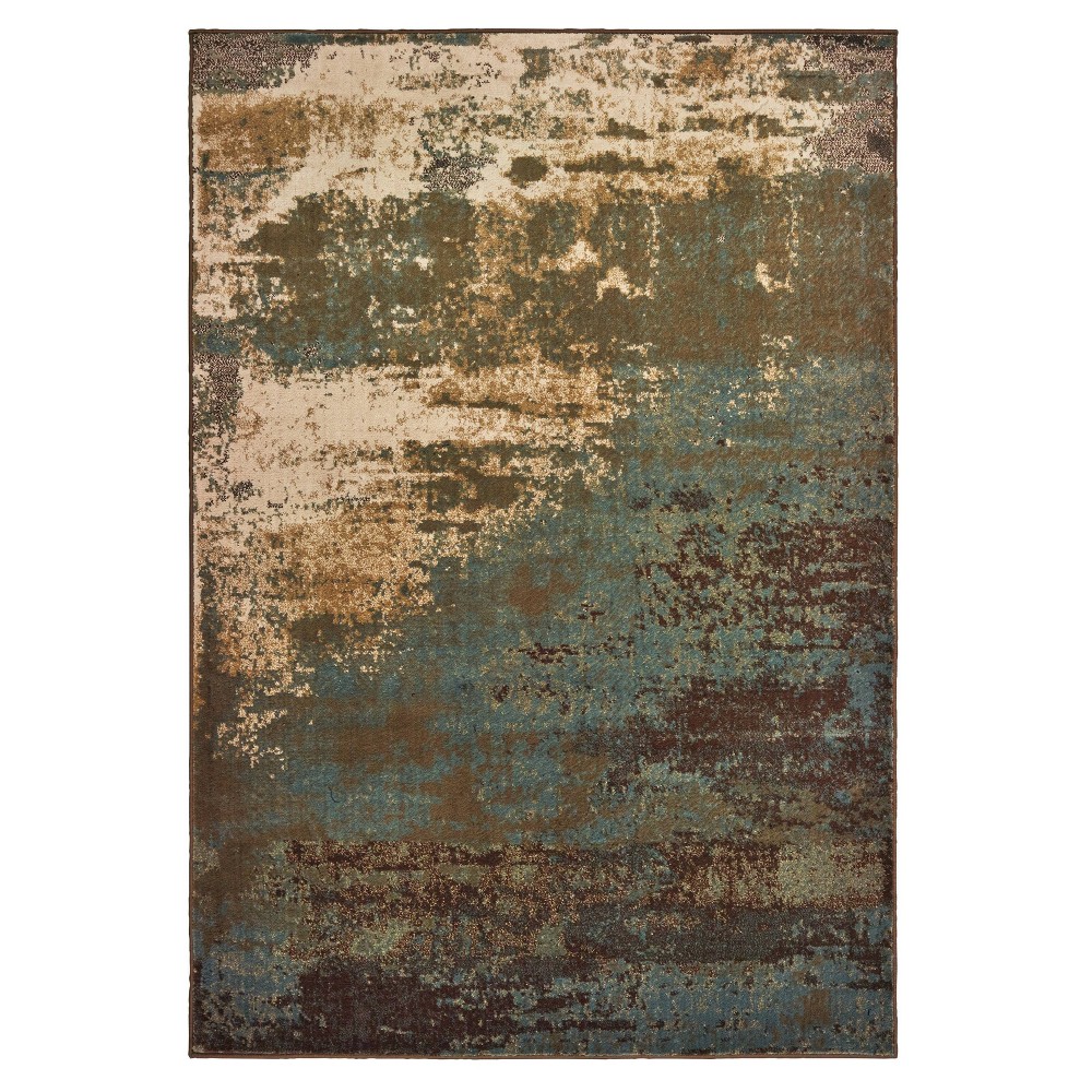 6'7inx9'2in Lucas Organic Distressed Abstract Area Rug Blue/Green - Captiv8e Designs