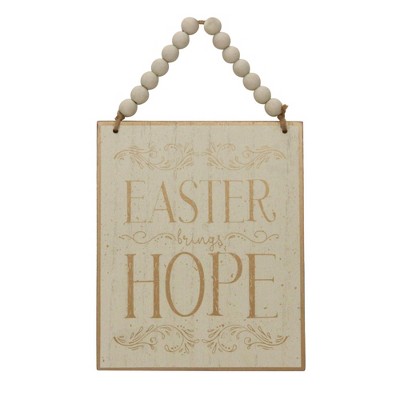 Transpac Wood/MDF Sign w/Wooden Bead Handle Home Decorations Spring