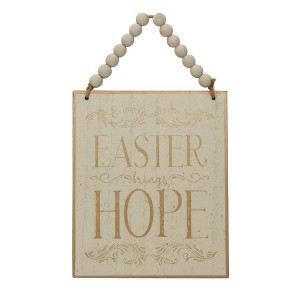 Transpac Wood/MDF Sign w/Wooden Bead Handle Home Decorations Spring - 1 of 1