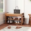 ELECWISH Bamboo Shoe Bench with Storage - 2-Tier Shoe Rack, Hidden Storage & Side Organizer, Brown - 2 of 4
