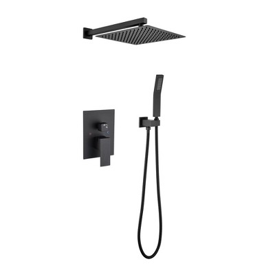 12" Matte Black Wall Mounted Rain Shower Head System