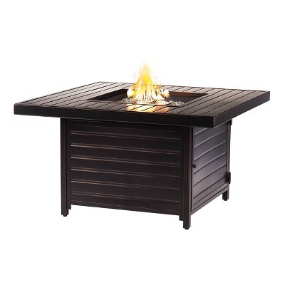 42" Square Aluminum 55000 BTUs Propane Paneled Fire Table with 2 Covers - Oakland Living
