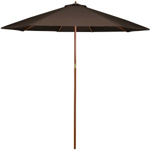 Northlight 8.5ft Outdoor Patio Market Umbrella with Wooden Pole, Brown - 1 of 4
