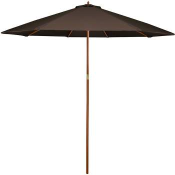 Northlight 8.5ft Outdoor Patio Market Umbrella with Wooden Pole, Brown