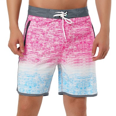 Lars Amadeus Men's Summer Printed Drawstring Color Block Swim Beach Shorts Boardshorts