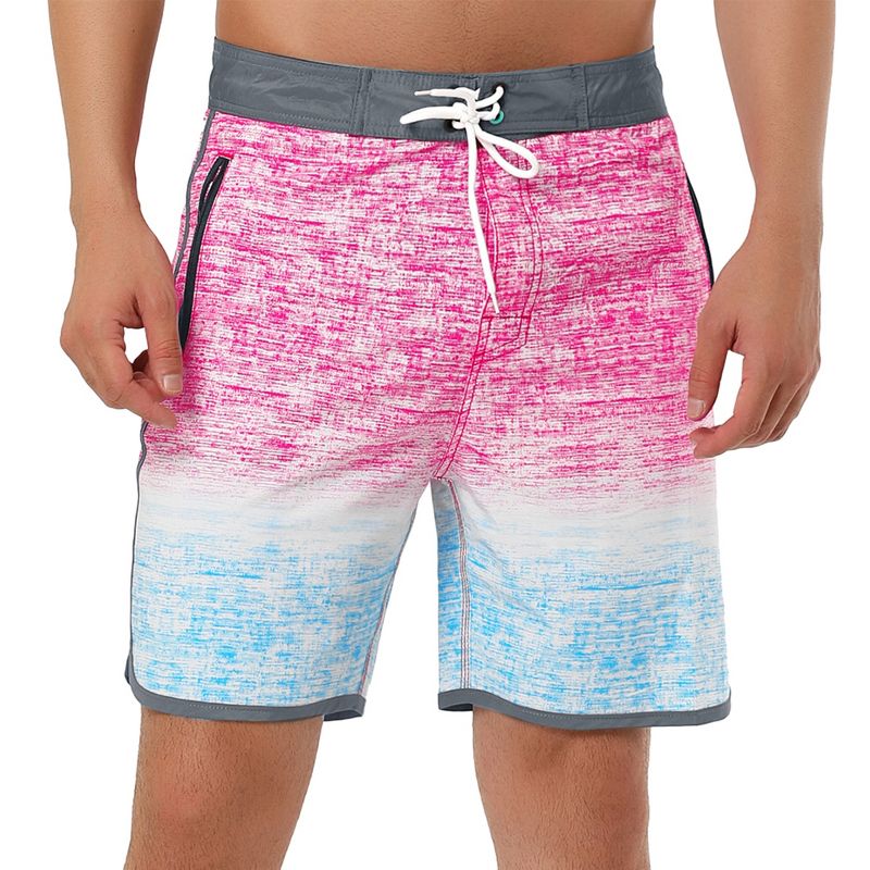 Lars Amadeus Men's Summer Adjustable Color Block Swim Beach Shorts, 1 of 7