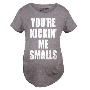 Maternity Kicking Me Smalls Funny T shirt Pregnancy Announcement Novelty Tee - Crazy Dog Maternity T Shirt - 1 of 4
