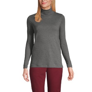 Lands' End Women's Supima Cotton Fitted Long Sleeve Turtleneck - 1 of 4