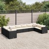 vidaXL Patio Lounge Set Black PE Rattan, Powder-Coated Steel Modular - 2 of 4